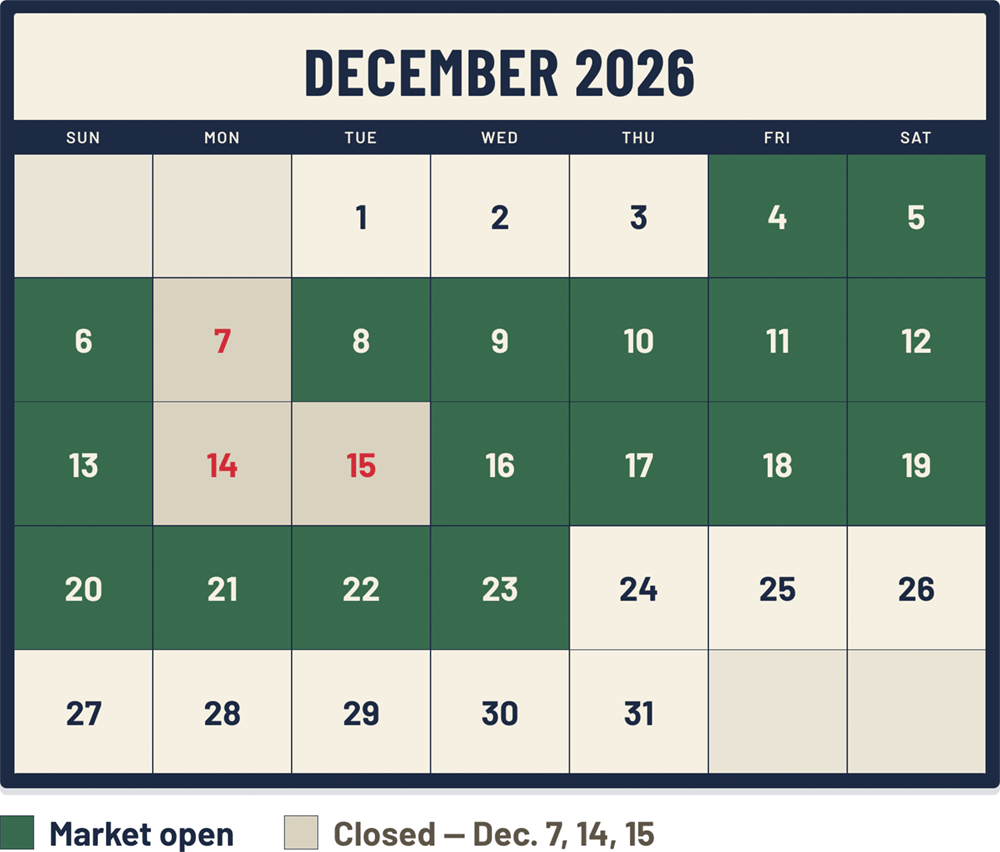 Calendar of Dates Petco Park Christmas Market