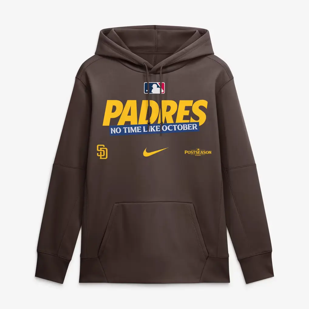 San Diego Padres Nike 2026 MLB Postseason Authentic Collection Therma Fleece Hoodie - Brown